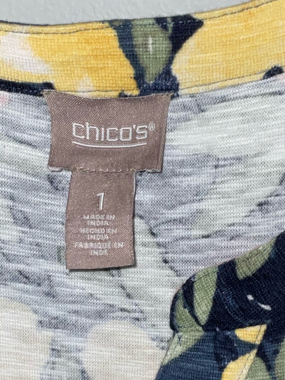 Chico's Navy Sleeveless Floral T-Shirt Shift Dress All-Day Comfort Size1/Small - Picture 4 of 8